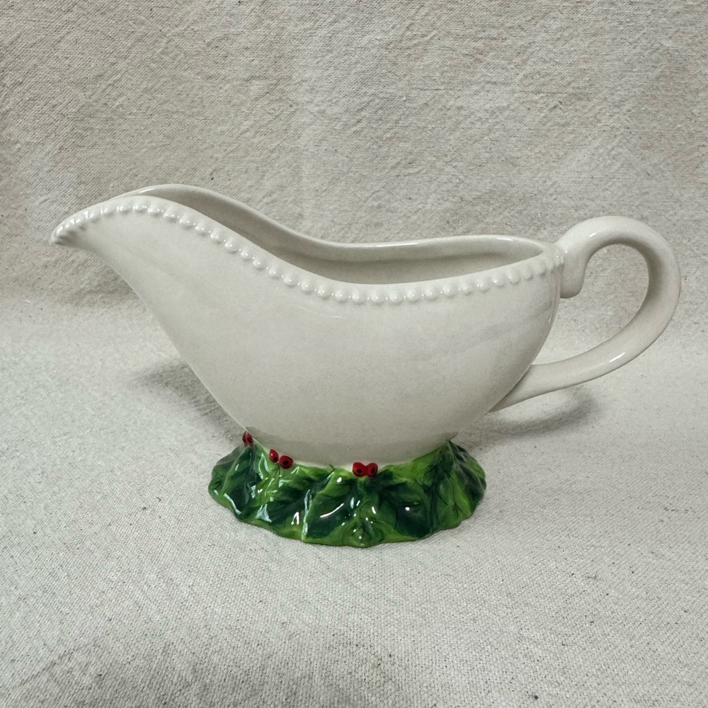 2016 Blue Sky Holly Christmas Gravy Boat